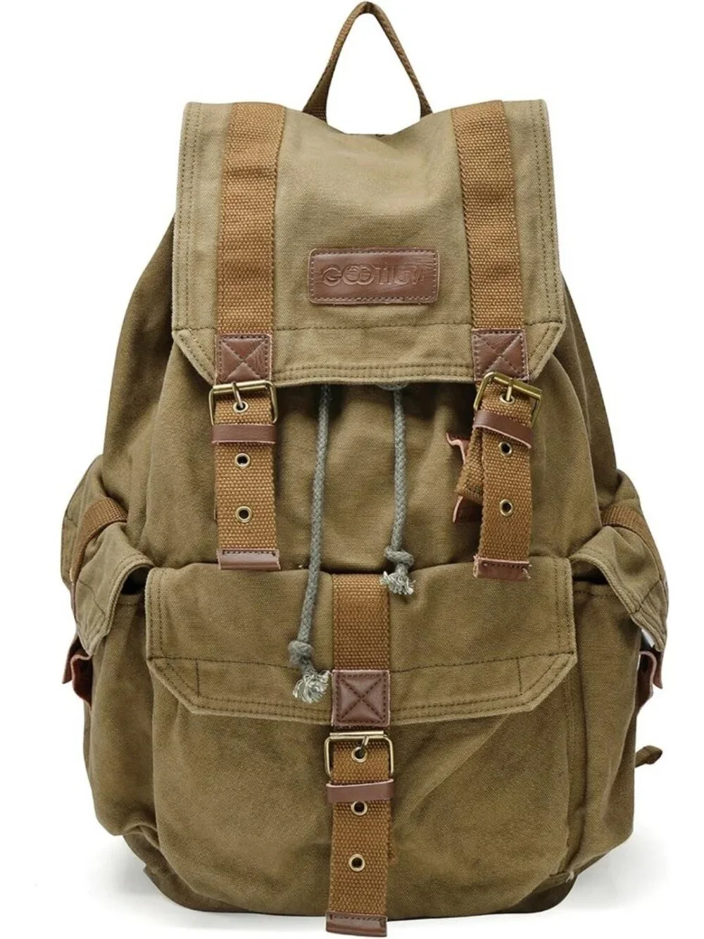 Large High-Density Canvas Backpack Rucksack in Field Tan - Durable & Stylish
